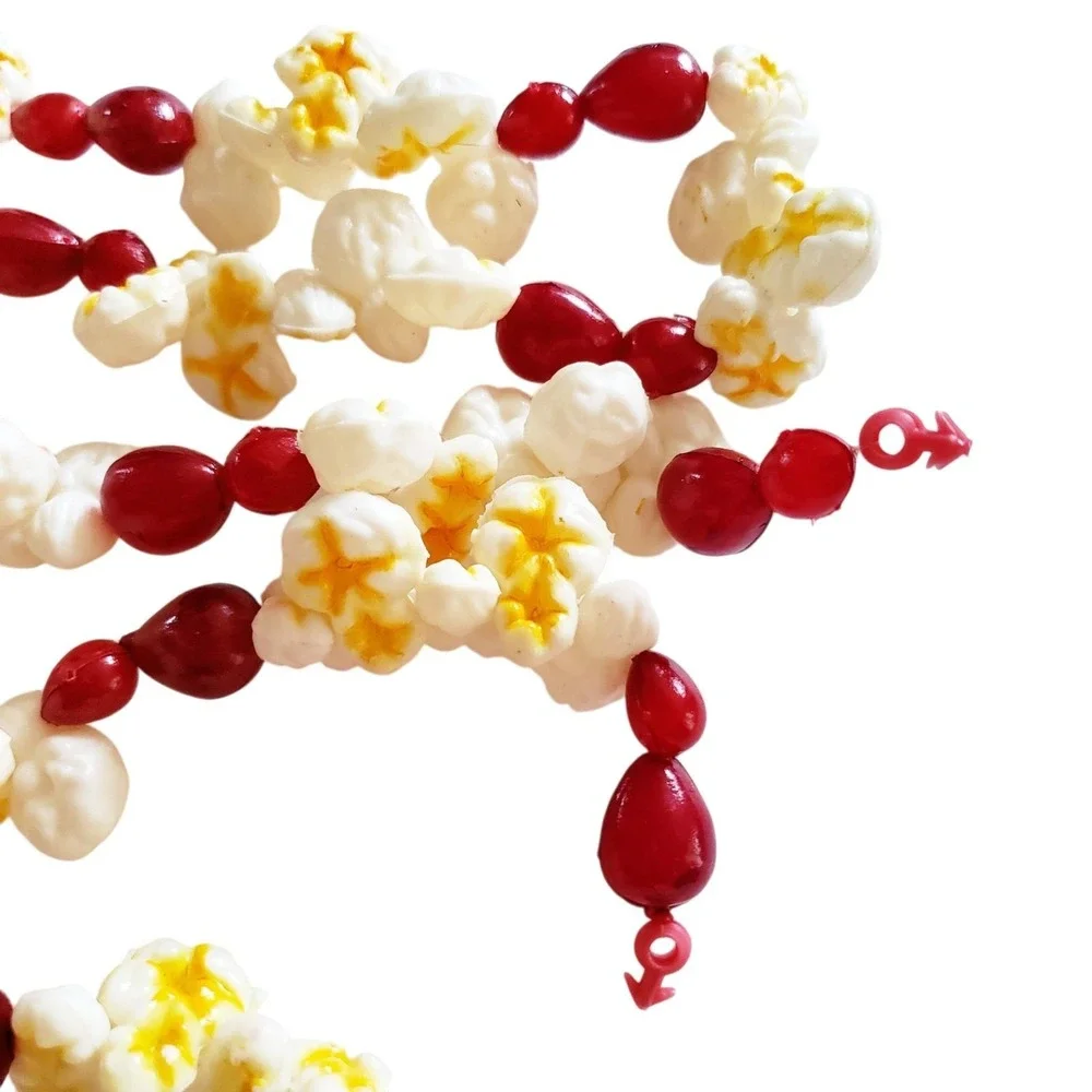 Cranberry Buttered Popcorn Plastic Christmas Tree Garland Vintage Blow Mold x 2